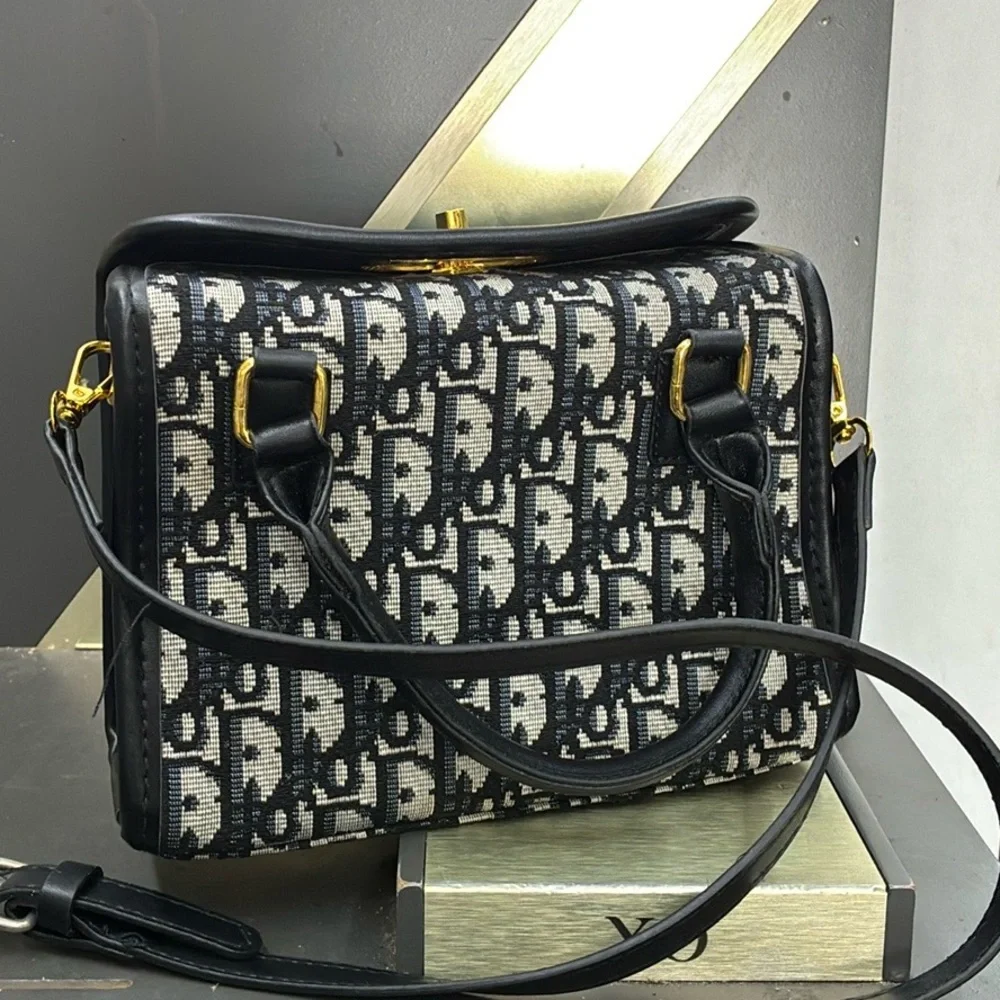 Logo Canvas Satchel with Gold Hardware - Picture 2 of 4